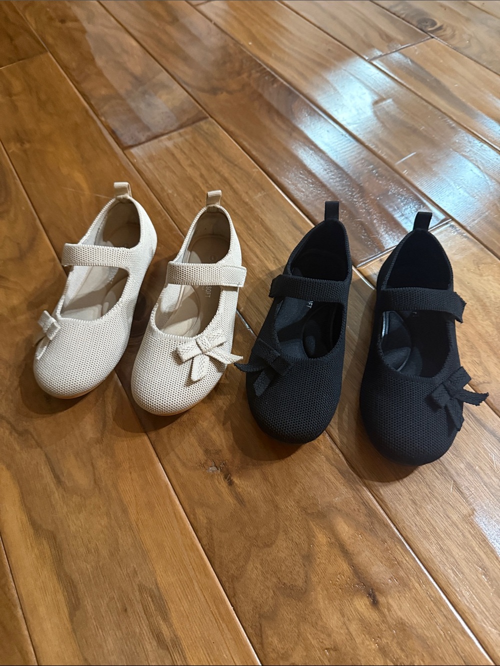 Girls' Mary Jane Dress Shoes with Bow - Black and Beige